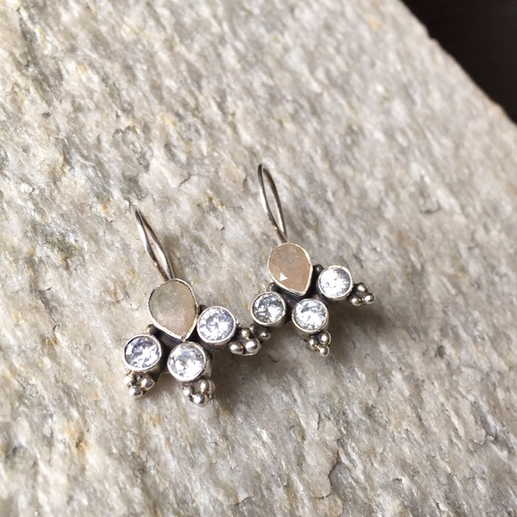 Vintage Jewelry - Vintage Sterling Silver Gemstone Earrings